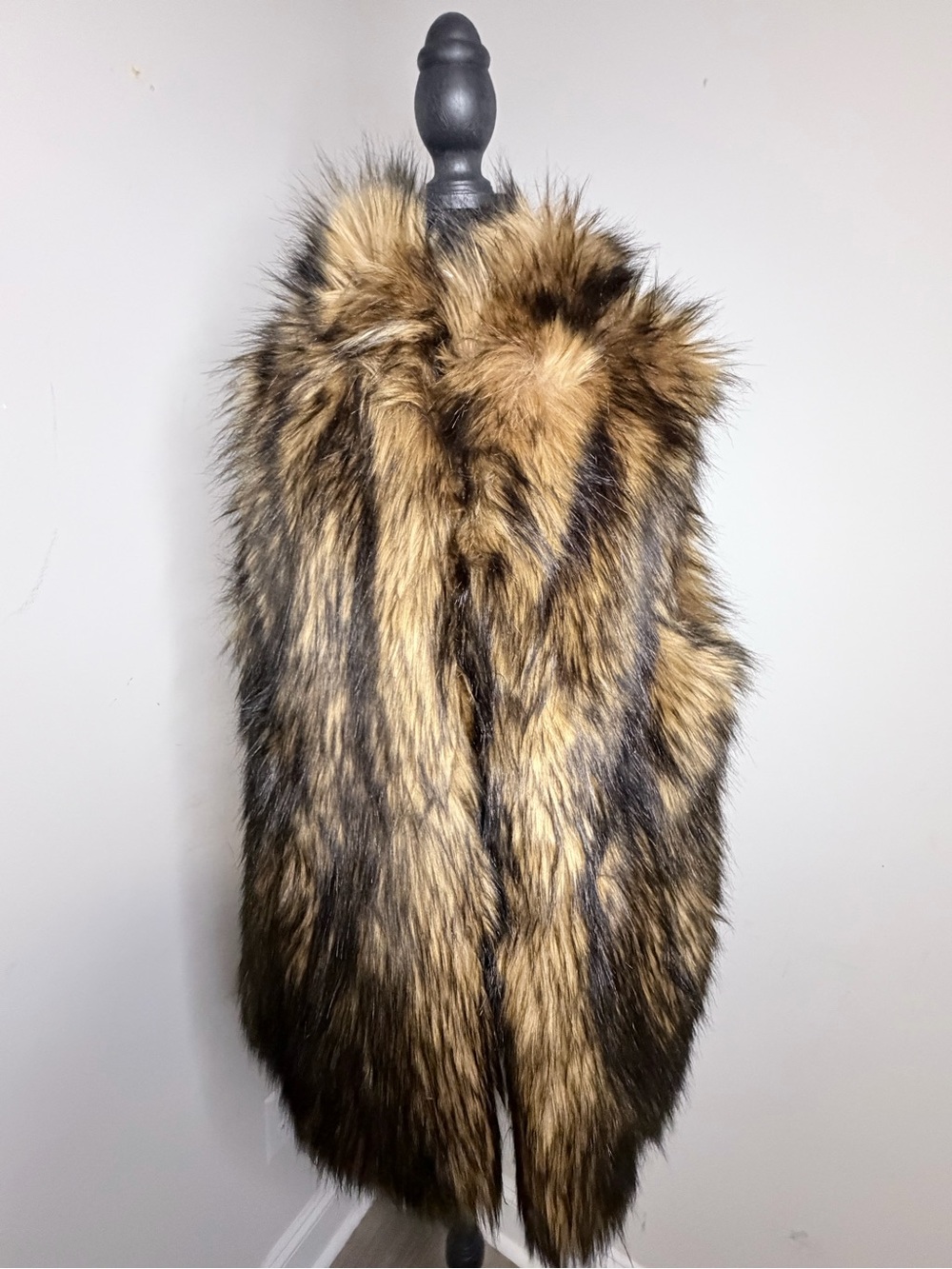 LOFT brown multi-toned faux fur vest NWT